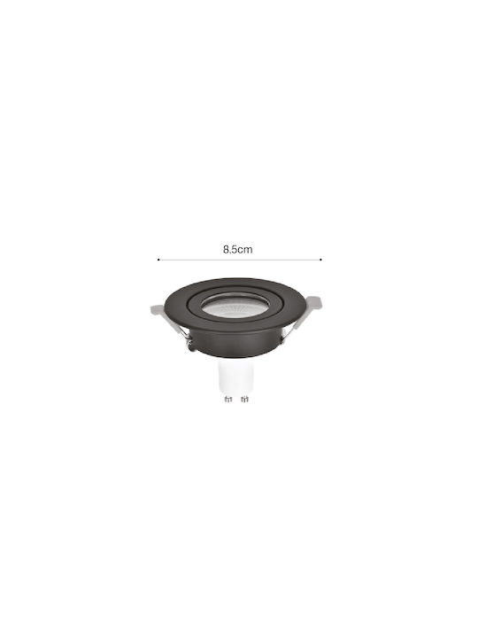 Inlight Metallisch Einbau Spot mit Fassung GU10 Schwarz 1Stück