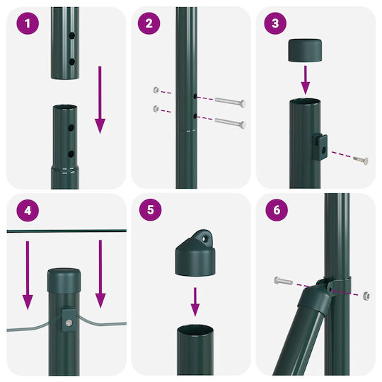 vidaXL Draht für Gartenzaun aus Stahl 3.2x3.2cm 26Stück Green