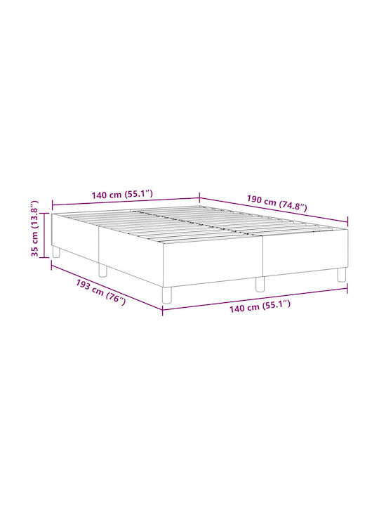 Double Bed Base Upholstered with Light Gray Fabric with Slats for Mattress 140x200cm