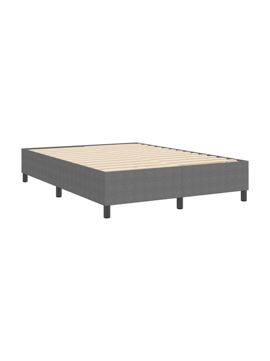 Double Bed Base Upholstered with Light Gray Fabric with Slats for Mattress 140x200cm