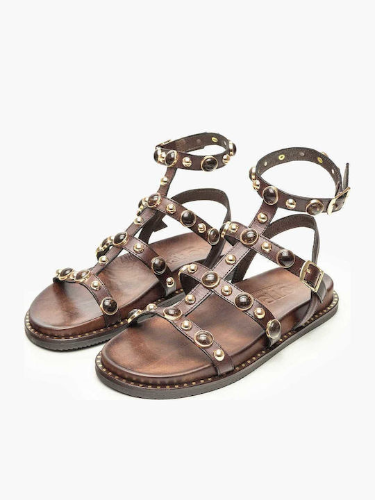 Sandale Casual Damă Din Piele Maro