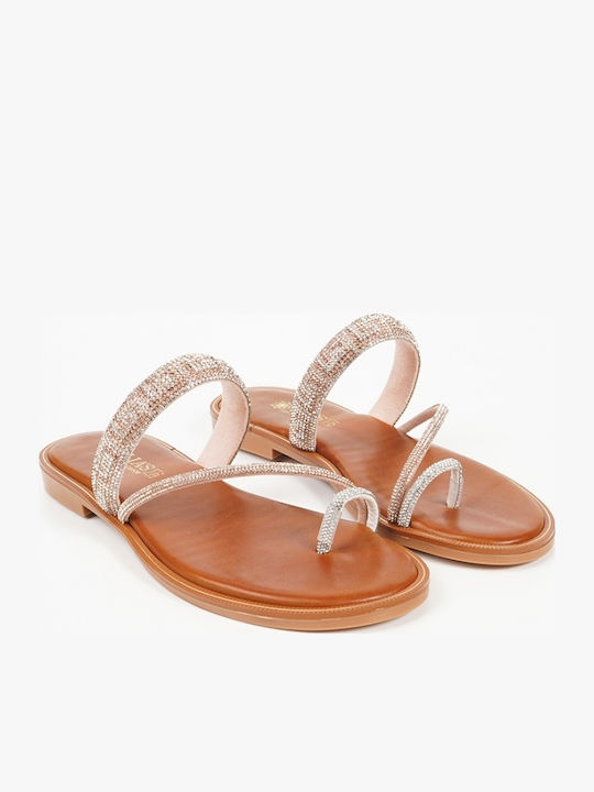 Women's Flat Sandals in Gold Color