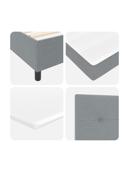 Double Upholstered Bed with Fabric Gray with Slats & Mattress 140x190cm
