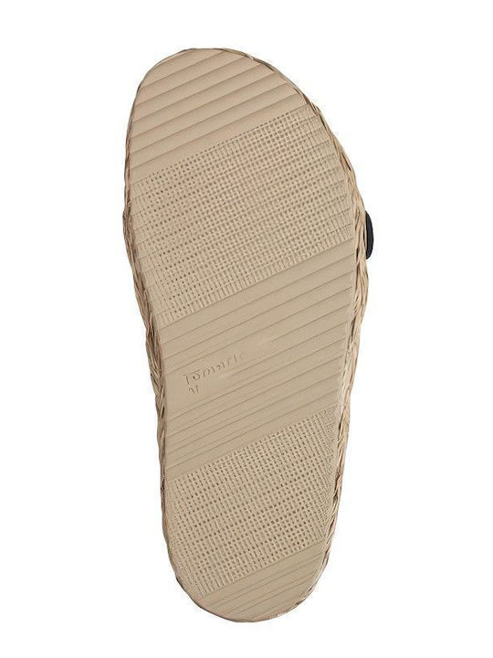Leather Women's Flat Sandals Flatforms in Black Color