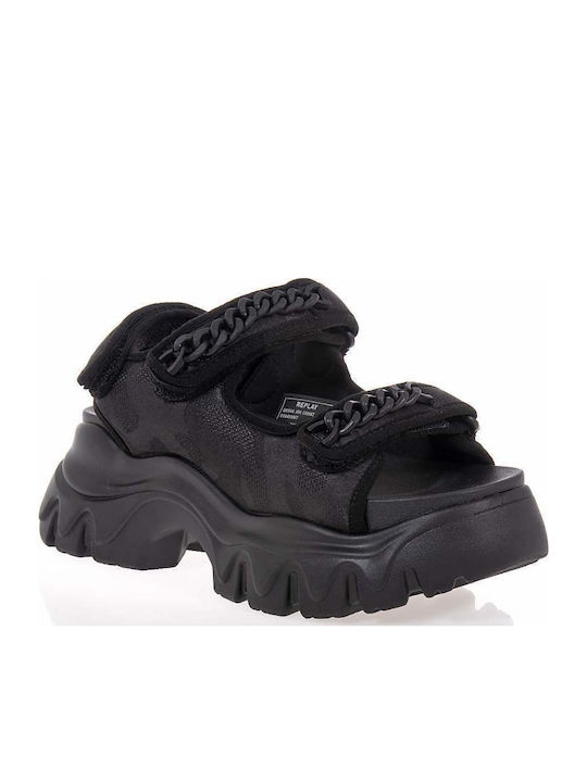 Juyce Chain Γυναικεία Σανδάλια Sporty Μαύρα