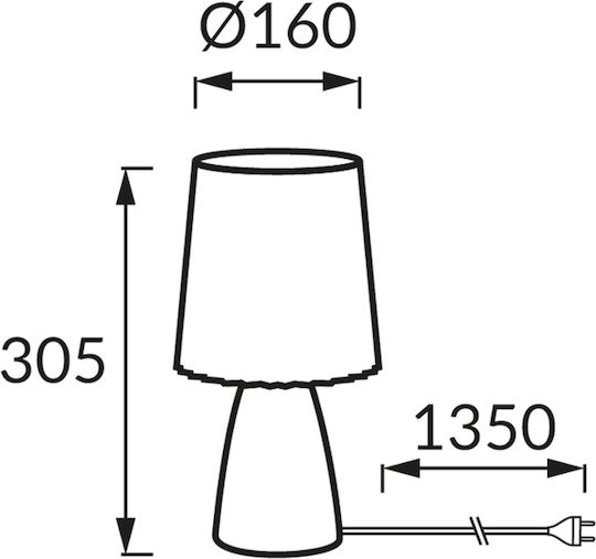 Struhm Keramik Tischlampe für Fassung E14 mit Schwarz Schirm und Basis