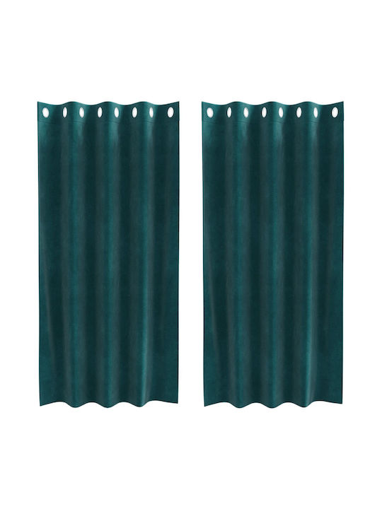 vidaXL Set of Green Blackout Curtains for Window with Grommets 140x175cm