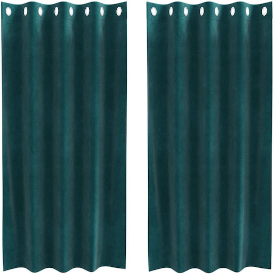 vidaXL Set of Green Blackout Curtains for Window with Grommets 140x175cm