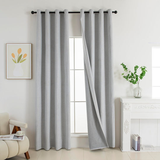 Beauty Home Blackout Curtain With Grommets Elite Art 8392 Gray 140x270cm
