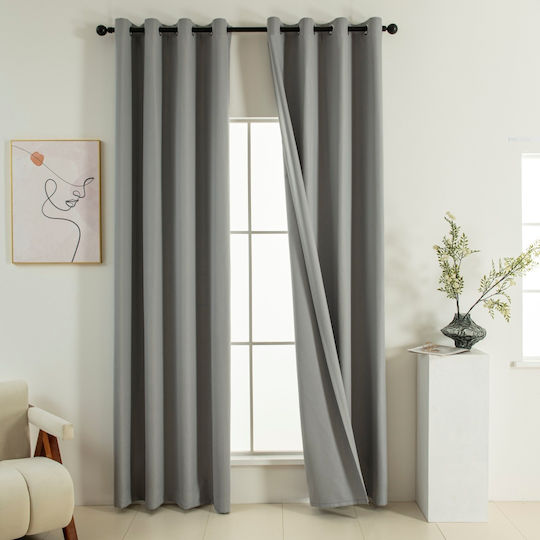 Beauty Home Blackout Curtain with Grommets Soft Art 8391 Gray 140x270cm