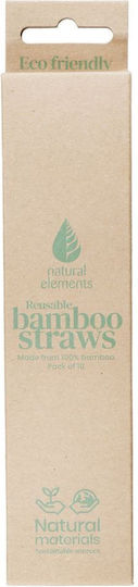 Natural Elements Reusable Bamboo Straw Set 10pcs Cleaning Brush