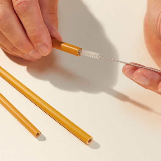 Natural Elements Reusable Bamboo Straw Set 10pcs Cleaning Brush