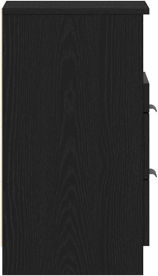 Wooden Bedside Table Black Oak 40x35x65cm