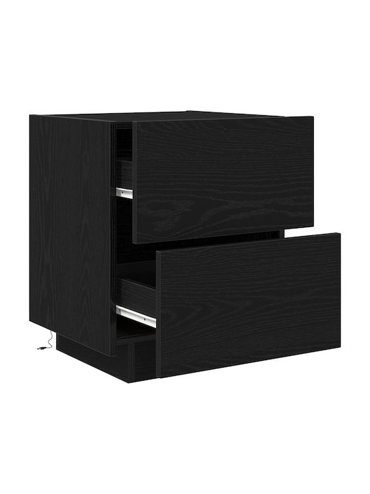 Noptiere din Lemn Masiv Black oak 2buc 45x40x55cm