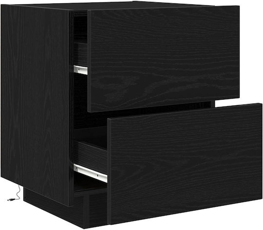 Bedside Tables Made of Solid Wood Black Oak 2 Pieces 45x40x55cm