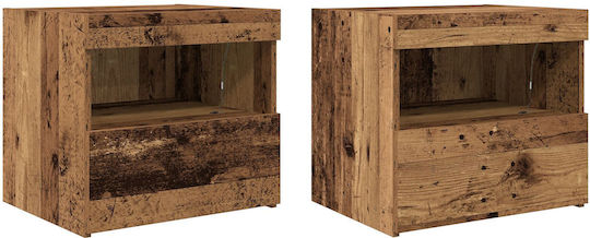 Bedside Tables Wooden Old Wood 2 Pieces 50x40x45cm