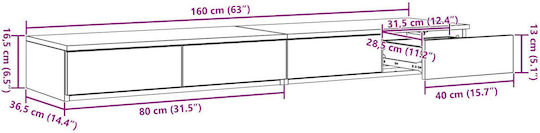 Noptieră Beton gri 160x36.5x16.5cm