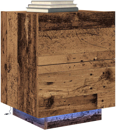 Wooden Bedside Table Old Wood 45x40x55cm
