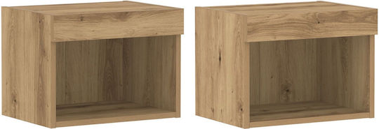 Wooden Bedside Tables Brown Oak 2 Pieces 40x30x30cm