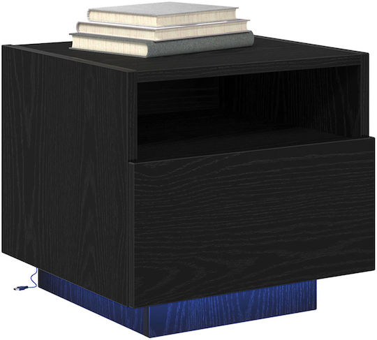 Wooden Bedside Tables Black Oak 2 Pieces 40x39x37cm