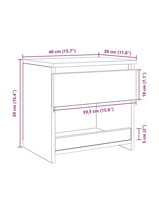 Nachttisch Black oak 40x30x39cm