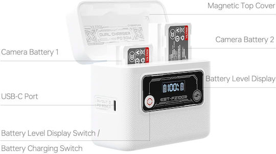 Carcasă de încărcare baterie Viltrox Bt-e6 Canon Lp-e6 Powerbank 5500mAh