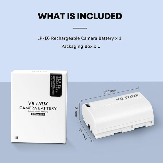 Viltrox Tlp-e6 2400mAh Akku Typ-C Schnellladung Kompatibel mit Canon