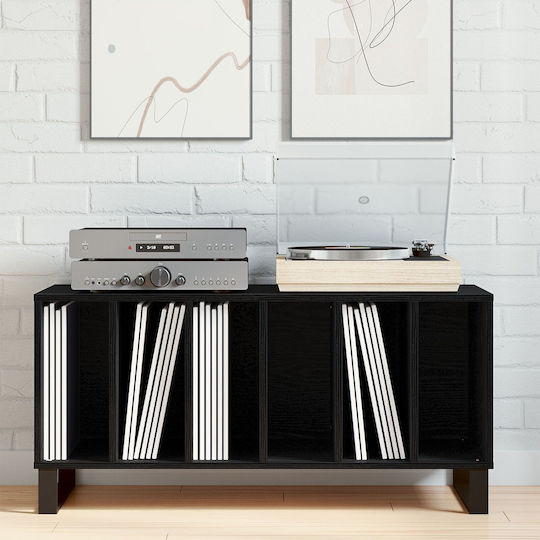 Vidaxl Record Cabinet Black Oak 100x38x48 cm Engineered Wood