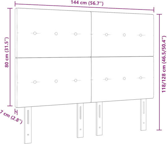 vidaXL Табла За Легло Текстил Черен Кадифе 144x128см