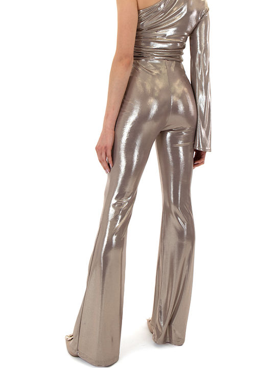 Zoya Women's High-waisted Fabric Trousers Bell with Elastic Gold Zoya Women's High-waisted Fabric Trousers Bell with Elastic Gold