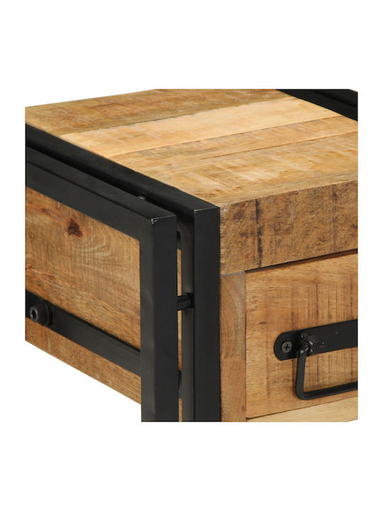 Square Side Coffee Table Made of Solid Wood with Drawers Black W30xL30xH40cm