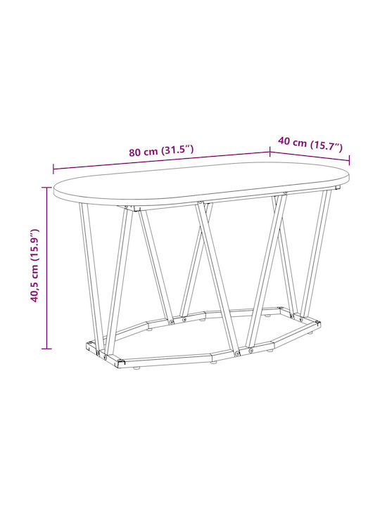 Oval Central Wooden Coffee Table Sonoma Oak M80xW40xH40.5cm