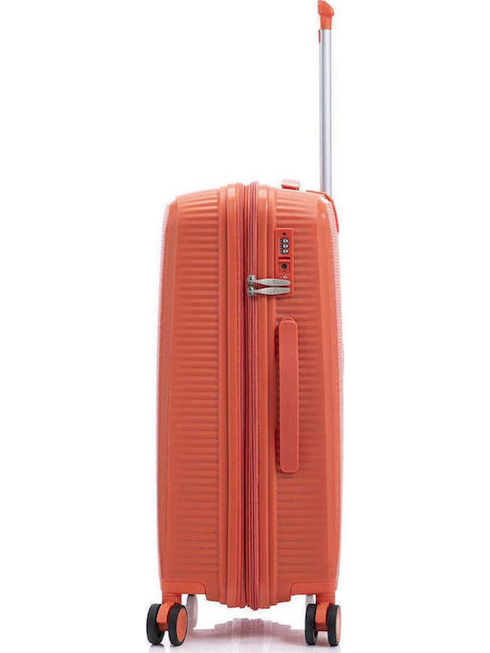 RCM Large Travel Suitcase Hard Orange with 4 Wheels Height 75cm