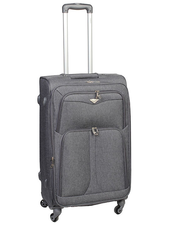 Keskor Medium Fabric Gray Suitcase Travel With 4 Wheels Height 68cm