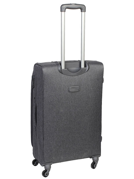 Keskor Medium Fabric Gray Suitcase Travel With 4 Wheels Height 68cm