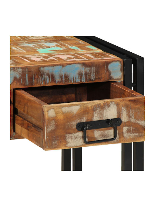 Rectangular Side Coffee Table Made of Solid Wood with Drawers Black W40xL40xH50cm