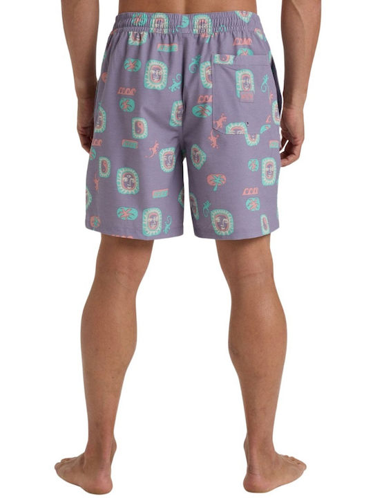 Wasted Times Layback Men's Swimwear Bermuda Purple Ash with Patterns