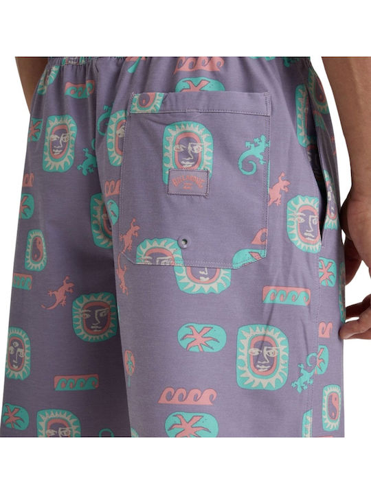 Wasted Times Layback Men's Swimwear Bermuda Purple Ash with Patterns