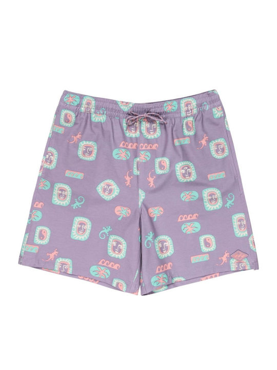 Wasted Times Layback Men's Swimwear Bermuda Purple Ash with Patterns