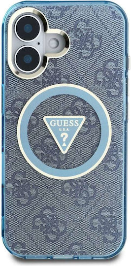 Guess Triangle Umschlag Rückseite Silikon Blau (iPhone 16)