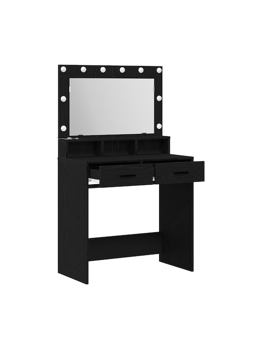 Wooden Makeup Dressing Table Black Oak with Mirror 79x41x135cm