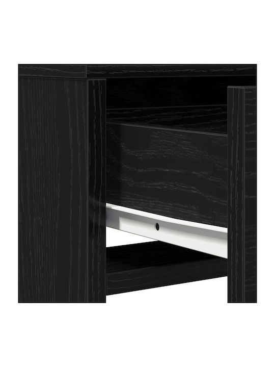 Floor-Standing Makeup Dressing Table Wooden Black Oak with Mirror 50x41x135cm