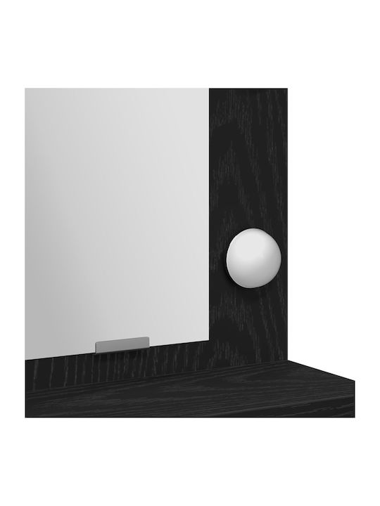Floor-Standing Makeup Dressing Table Wooden Black Oak with Mirror 50x41x135cm