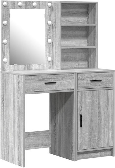 Wooden Makeup Dressing Table Grey Sonoma with Mirror 50x41x135cm