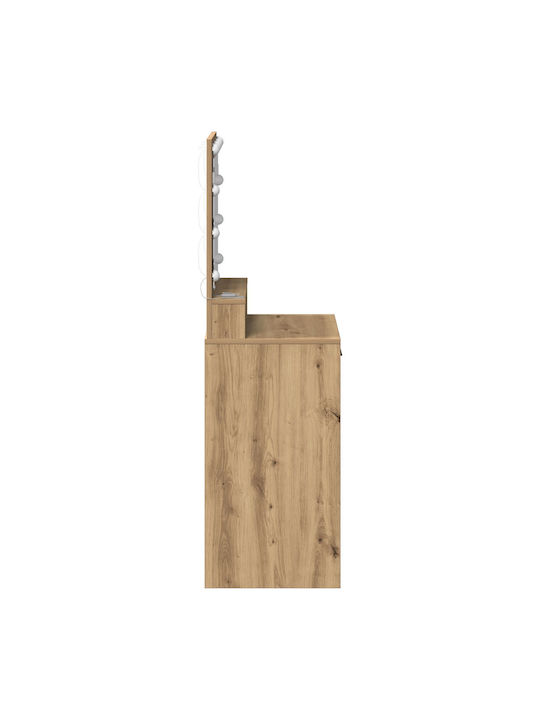 Masută De Toaletă De Podea Din Lemn Maro Cu Oglindă 50x41x135cm