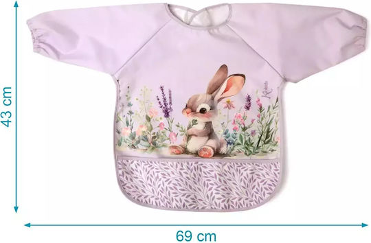 Kiokids Bunny Waterproof Fabric Coverall with Hoop & Loop Fastener Pocket & Sleeves Lavender