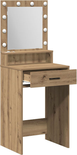 Bodenstehende Schminktisch Schlafzimmer Holz Braun mit Spiegel 50x41x135cm
