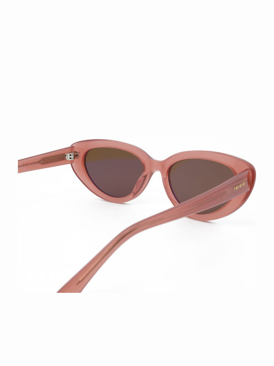 The Glass of Brixton Women's Sunglasses with Pink Plastic Frame and Brown Lens