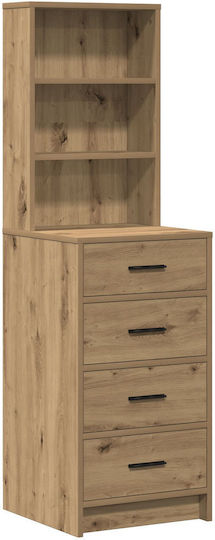Bodenstehende Schminktisch aus Massivholz Laako Eiche mit Spiegel 50x41x135cm