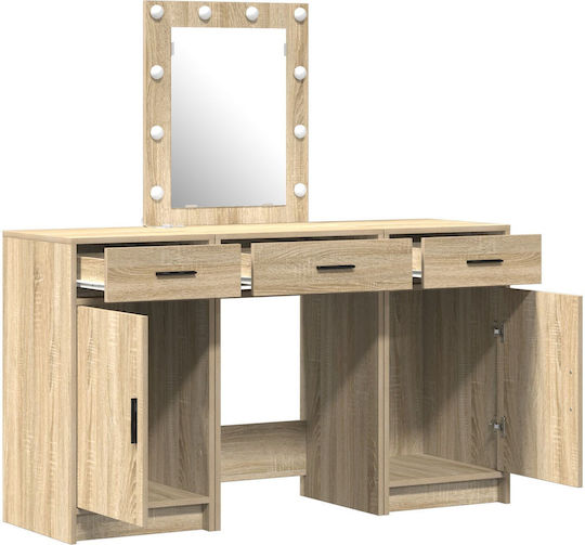 Floor-standing Bedroom Makeup Dressing Table Wooden Upper Chocolate with Mirror 50x41x135cm